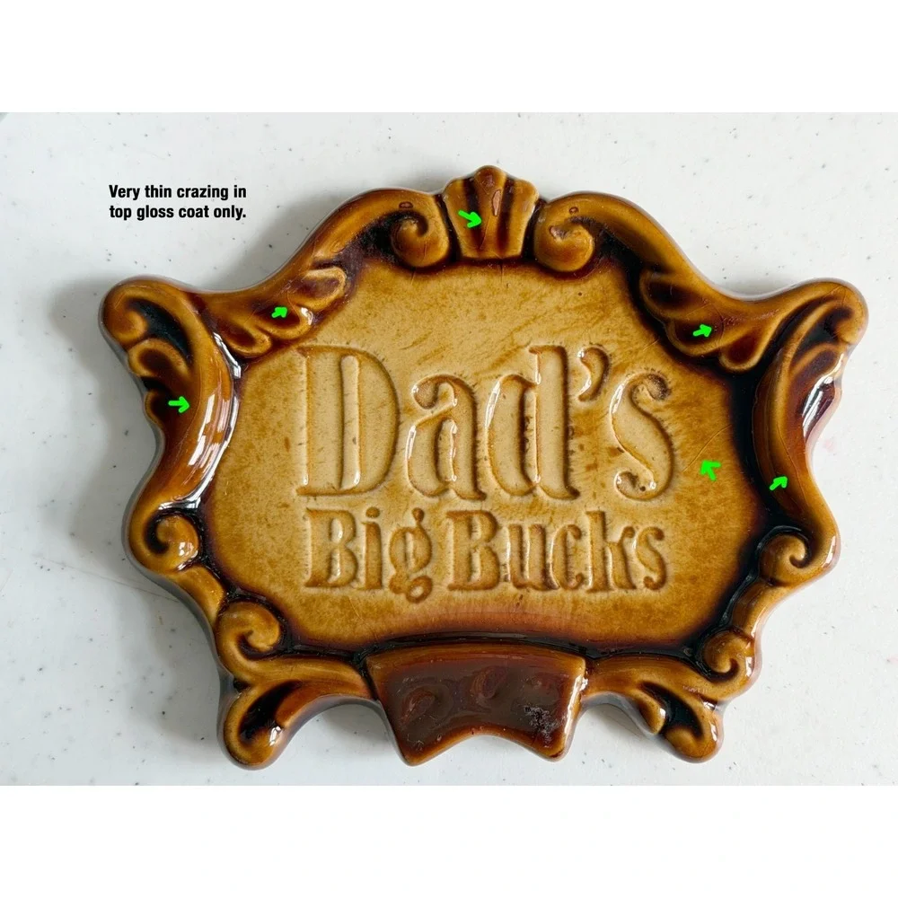 Vintage Dad's Big Bucks Pocket Change Dish Coin Tray Keys Trinket Father's Day